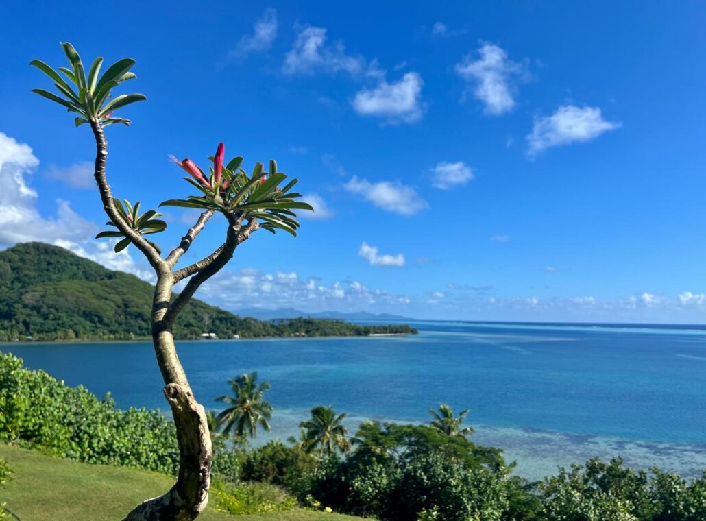 Point de vue sur le lagon de Raiatea, depuis le sud de l’île (Taputapuatea)
